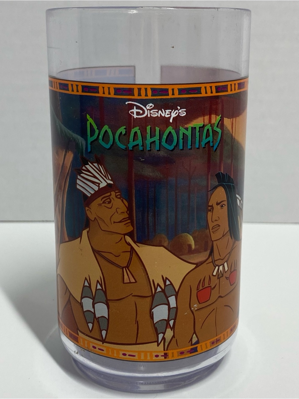Disney Pocahontas Collectible Glass in Brown and Teal Artwork